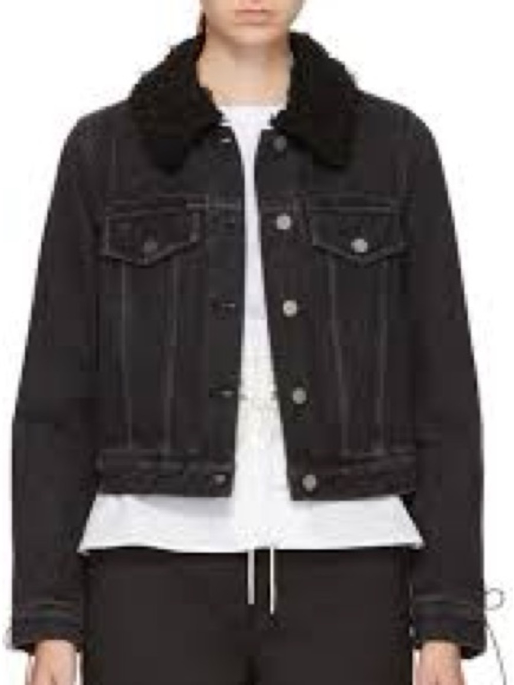 3.1 Phillip Lim Black Sherpa Collar Denim Jacket